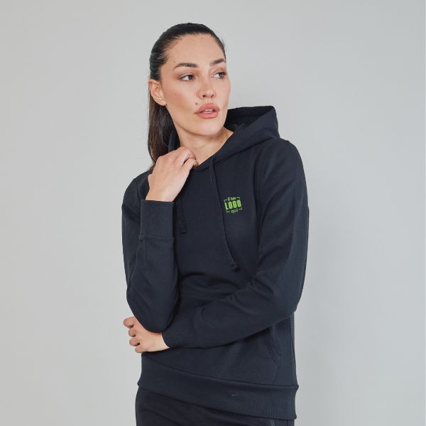 Felpa Donna in Misto Cotone Elasticizzato non Felpata con Cappuccio Personalizzata-Corsica Lady