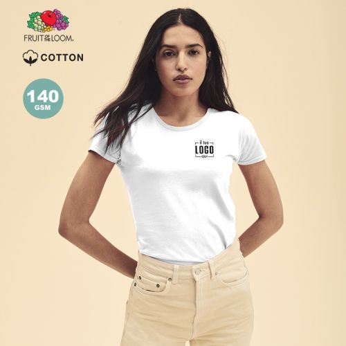 Maglietta Bianca Donna Classica Manica Corta Cotone Personalizzata Perfetta come Articolo Promozionale - ICONIC- Fruit of the Loom