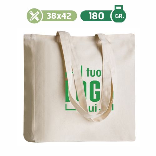 Shopper in Cotone Canvas a Manici Lunghi Personalizzata Perfetta per Aziende che Promuovono Stili di Vita Sostenibili-GUSSET