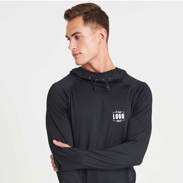 Maglia Uomo con Cappuccio in Pregiato Poliestere Personalizzata Perfetta per Attività Sportiva