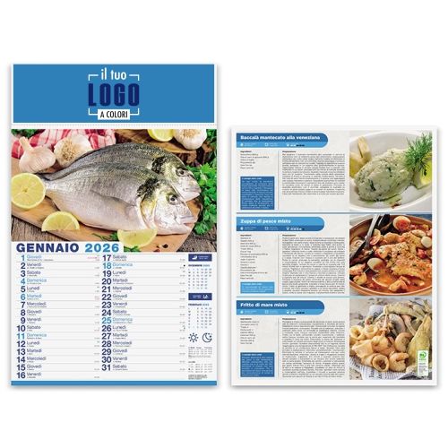 Calendario Illustrato 2026 | Personalizzato Testata 30×9 cm | MARE IN TAVOLA