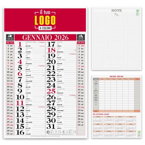Calendario Olandese 2026 | Testata 30×9 cm Personalizzabile | CLASSIC