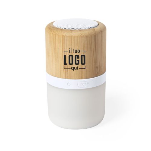Cassa Bluetooth con Smart Led Multicolor in Bambù Personalizzato Ideale come Gadget Promozionale