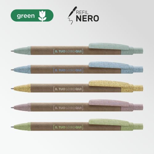 Penna a sfera eco in carta riciclata e paglia di frumento | Personalizzata