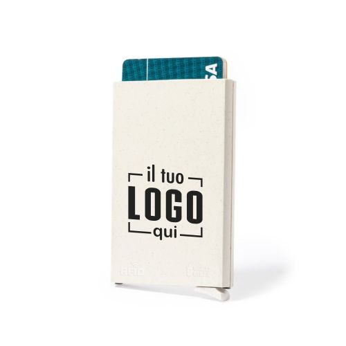 Porta Carte a Scorrimento in Fibra di Grano da 6 Carte Personalizzato Ideale come Gadget Promozionale