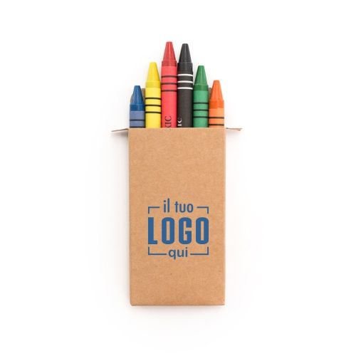 Set 6 Colori a Cera Personalizzato Ideale come Gadget per Bambini, Ludoteche, Scuole