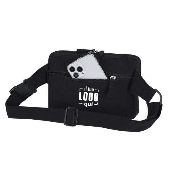 Marsupio in Tela Riciclata con Tracolla e Cinghia Regolabile Personalizzato Ideale da Viaggio e Tempo Libero-KOBAN
