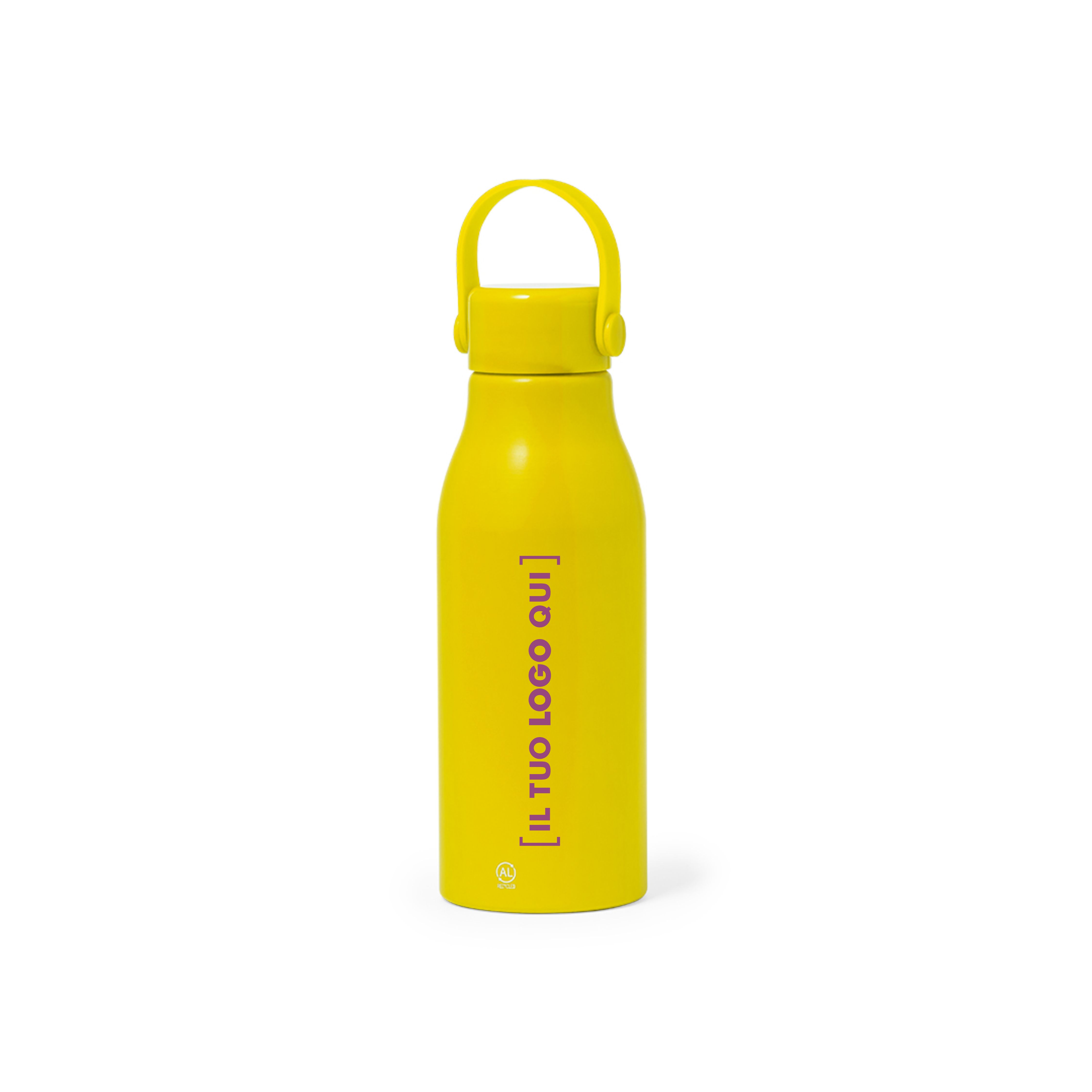 Borraccia in Alluminio Riciclato da 700 ml con Maniglia Personalizzata Ideale come Gadget Sport e Tempo Libero