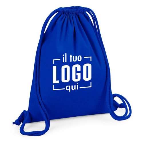 Sacca Sportiva 100% Cotone Organico Chiusura a Cordoncino Personalizzata Perfetta come Articolo Marketing per Palestre, Scuole di Danza-Cotton Gymsac