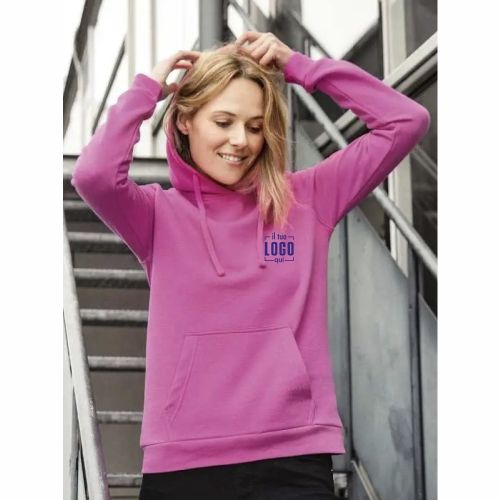 Felpa Classica da Donna con Cappuccio e Tascone in Cotone, Leggermente Sfiancata Personalizzata Perfetta come Capo Marketing-Basic Hoody Lady