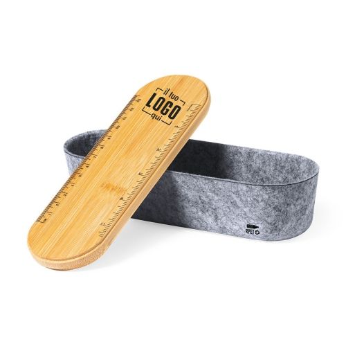 Astuccio Linea Natura in feltro RPET e coperchio bambù | Personalizzato