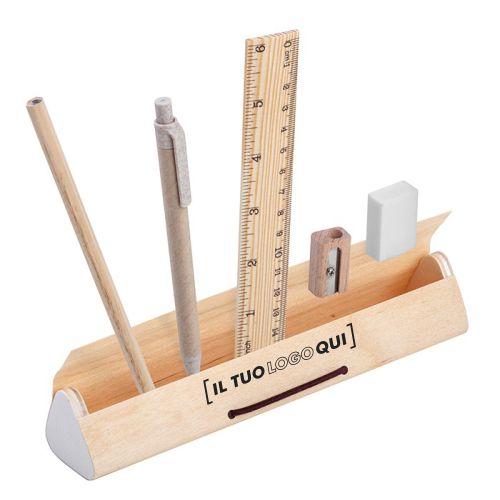 Astuccio Linea Natura in legno con 5 accessori eco | Personalizzato