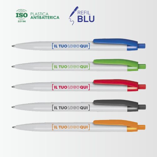 Penna Bicolore con Clip Colorata  | Inchiostro Blu | Personalizzata