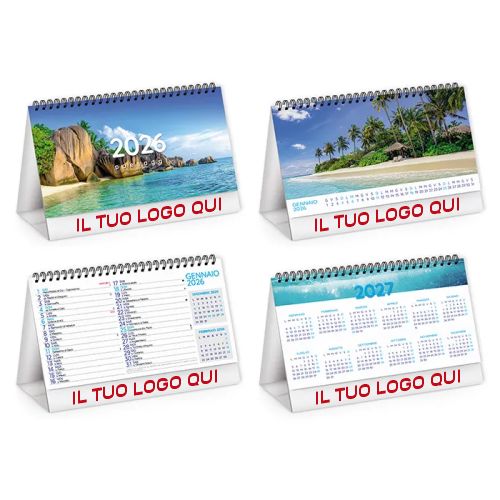 Calendarietto Illustrato da Tavolo 2026 | Spiralato – 13 Fogli Personalizzabili | PAESAGGI