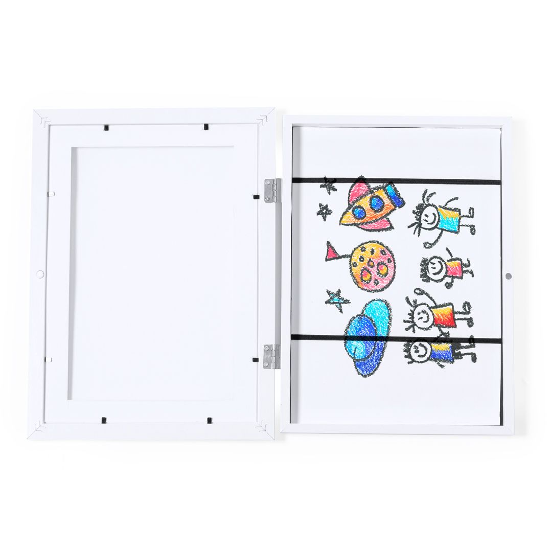 Cornice a Doppia Funzione con Contenitore per Disegni A4, Chiusura Magnetica Personalizzata Ideale come Regalo per Eventi Dedicati ai Bambini