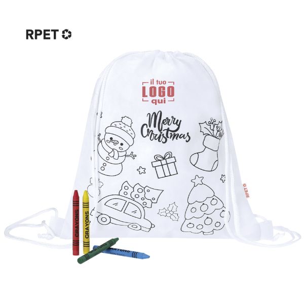 Zainetto Natalizio per Bambini in RPET da Colorare| Personalizzabile