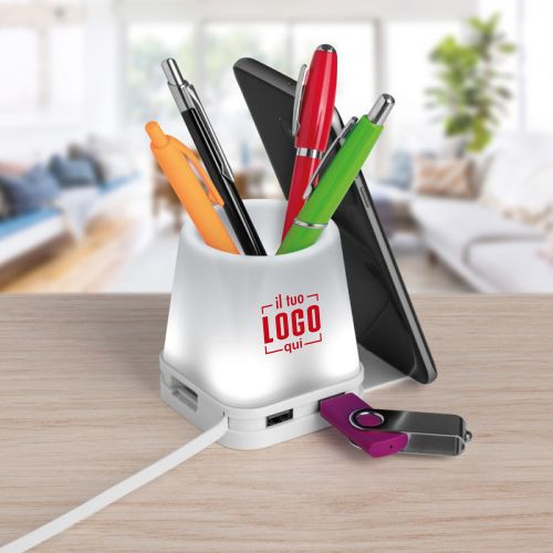 Portapenne Luminoso e USB Personalizzato Gadget Ideale per Uffici
