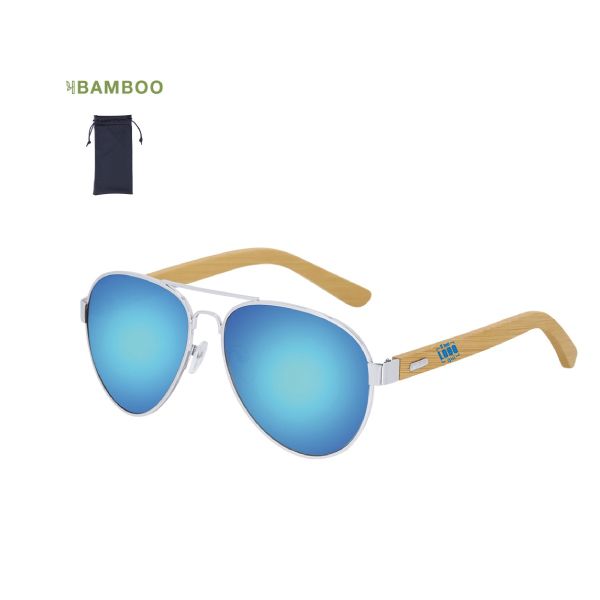 Occhiali da Sole con Lenti a Specchio e Finitura in Bambù con Custodia Personalizzati-GUNOK