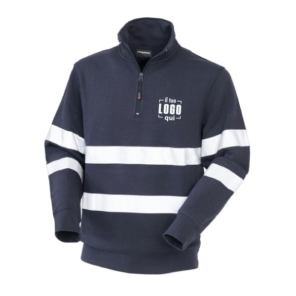 Felpa Uomo Collo Alto Mezza Zip con Fasce Rifrangenti Personalizzata- Rossini