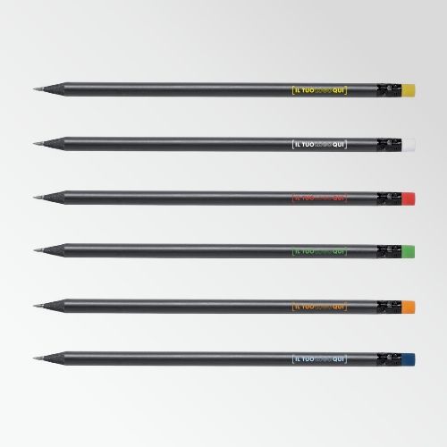 Matita nera elegante in legno con gomma | Personalizzata