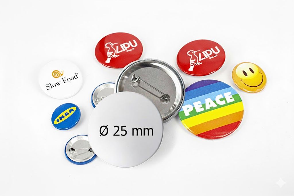 Spille personalizzate full color Ø 25 mm