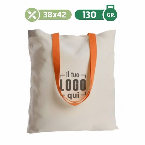 Shopper in cotone manici lunghi e colorati 38x42cm peso 130gr personalizzata-QUEENIE