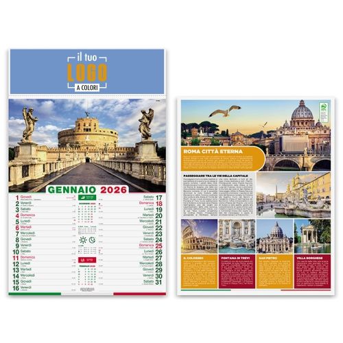 Calendario Illustrato 2026 | Testata 30×9 cm Personalizzabile | CITTA D'ITALIA