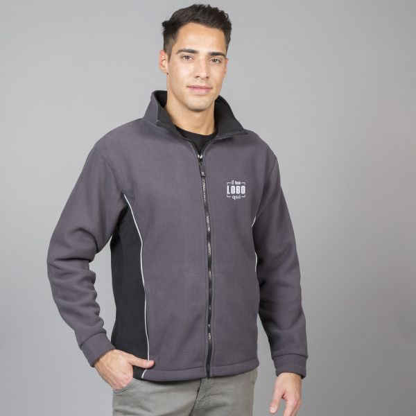 Pile Uomo Bicolore Impermeabile Full Zip e Dettagli Rifrangenti Personalizzato Ideale come Capo Sport- Pile Goteborg