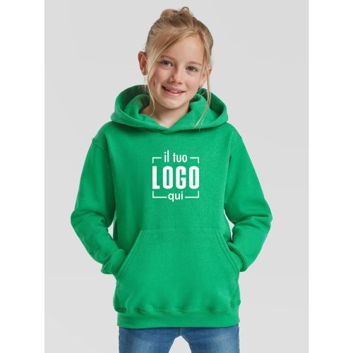 Felpa Bambino con Cappuccio e Tascone in Cotone Personalizzata Ideale per Tempo Libero - Fruit of the Loom