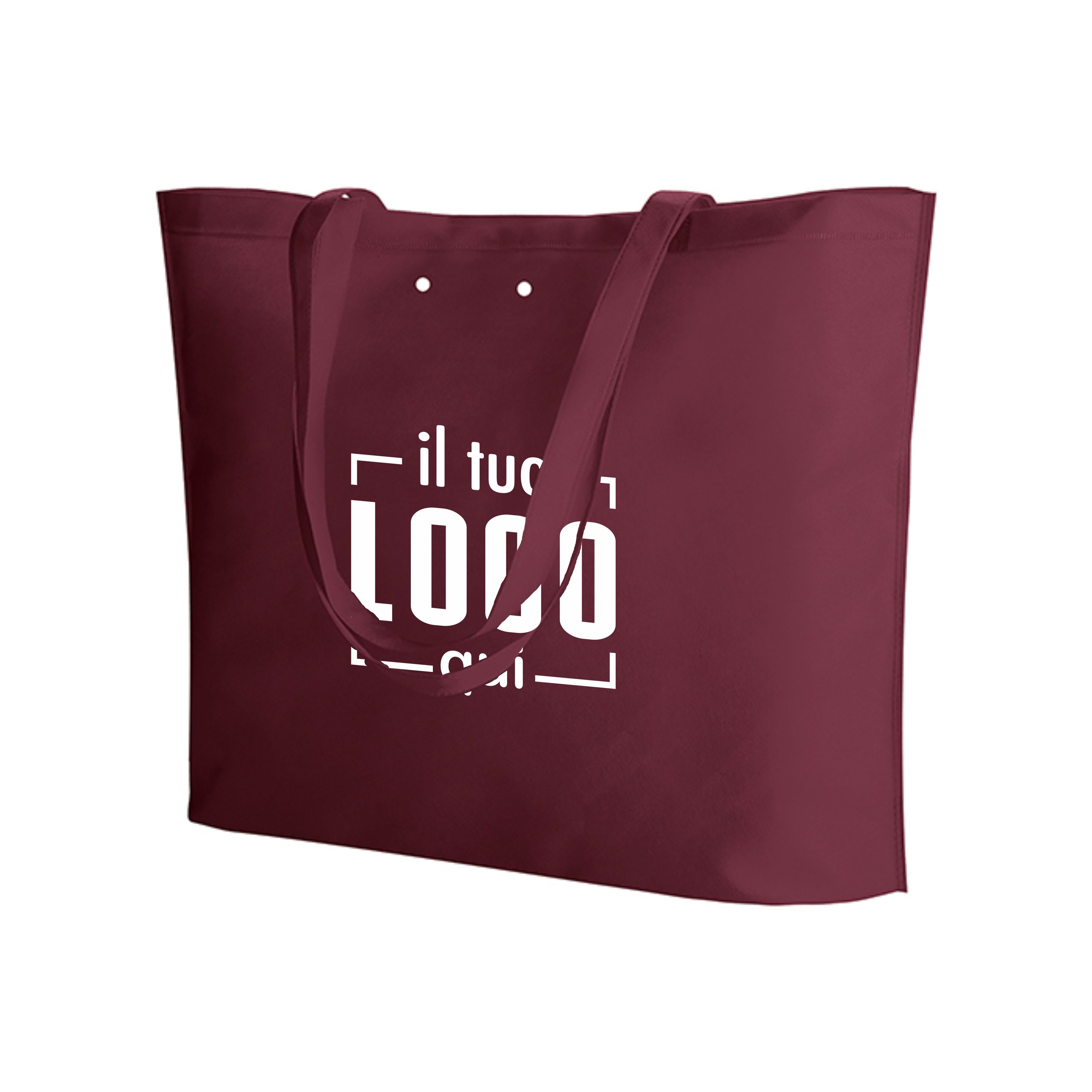 Resistente Borsa Shopping in TNT Ecologico con Fori per Inserimento Nastro 50x40 Personalizzata