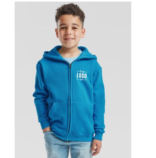 Felpa Bambino in Cotone con Cappuccio e Zip Personalizzata Ideale come Capo Promozionale o per Tempo Libero - Fruit of the Loom