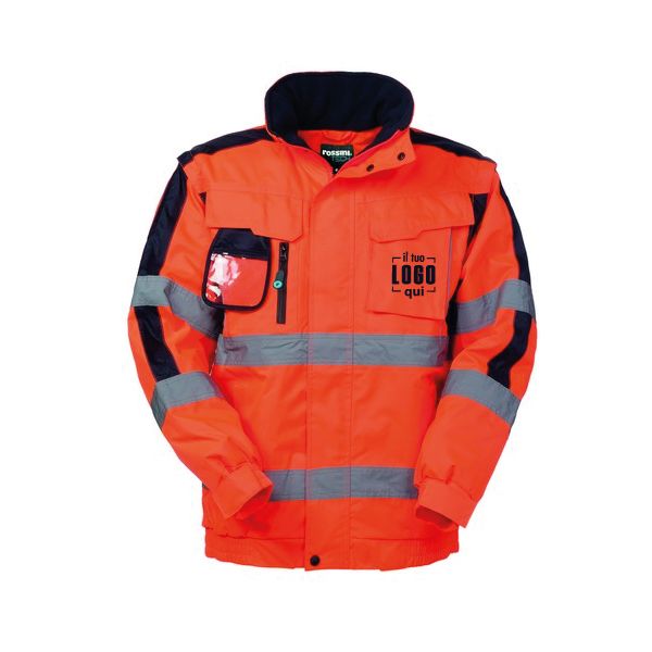 Giubbotto Alta Visibilità Maniche Removibili Invernale Multitasche a Zip Personalizzato - Rossini