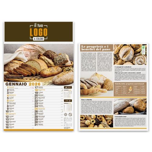 Calendario Illustrato 2026 | Testata 30×9 cm Personalizzato | PANE E PASTA