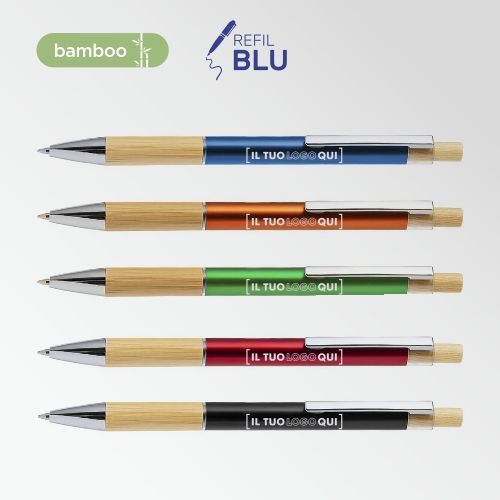 Penna elegante in bambù e alluminio con astuccio | Personalizzata