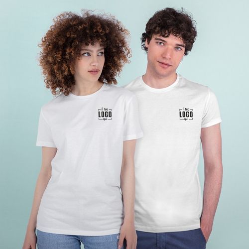 T-Shirt Unisex Cotone Manica Corta Bianca Personalizzata Ideale per Eventi Commerciali, Fiere - WHITE ZERO NK101