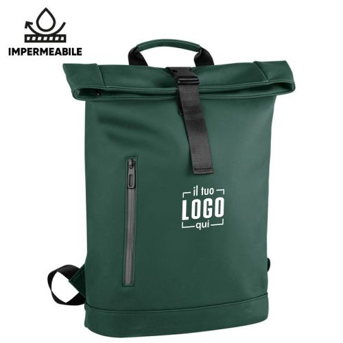 Zaino Impermeabile con Interno Effetto Suede con Tasca Porta PC e Profilo Catarifrangente Personalizzato Ideale da Portare a Lavoro-KAYAK