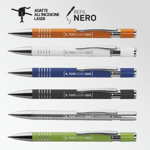 Penna a Sfera Laccata con Finiture Cromate Personalizzabile-IRIS