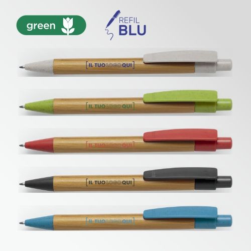 Penna a sfera in bamboo e canna di grano eco Linea Nature | Personalizzate