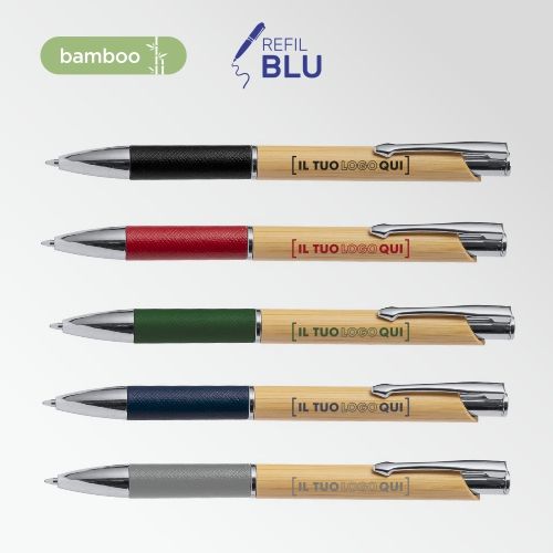 Penna in bambù e carta riciclata con finiture cromate | Personalizzata