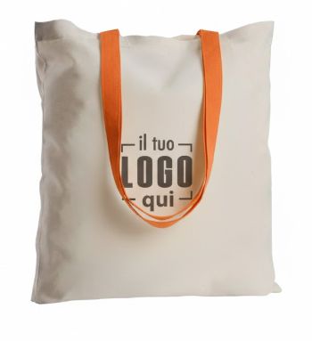 Shopper in cotone manici lunghi e colorati 38x42cm peso 130gr personalizzata-QUEENIE