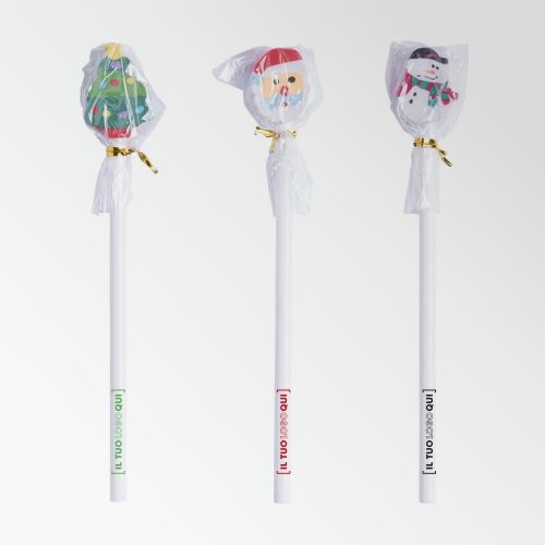 Matita natalizia in legno bianco con disegni | Personalizzata