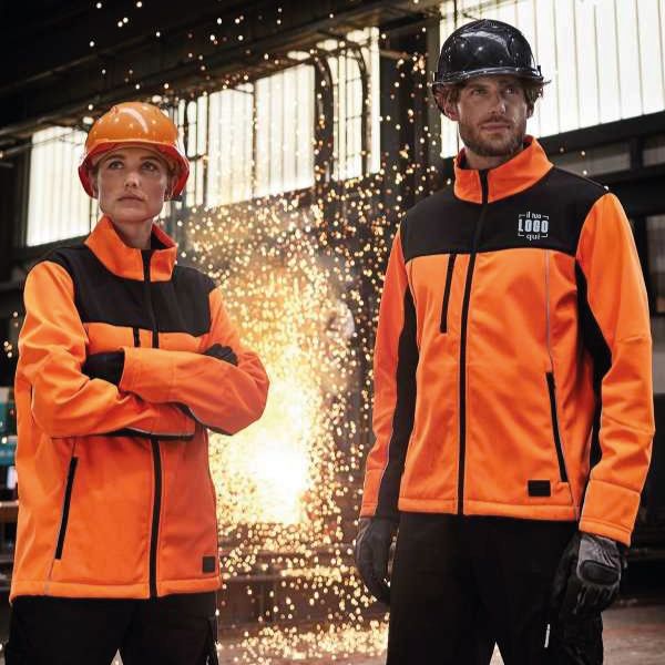 Giacca Softshell Poliestere Fluo Collo Alto Antivento e Idrorepellente Personalizzato come Capo da Lavoro-Signal-Workwear Softshell-Jacket