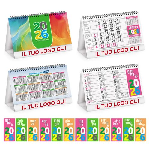 Calendarietto da Tavolo 2027 | Spiralato Mensile – 13 Fogli Colorati Personalizzabili | COLOR TABLE