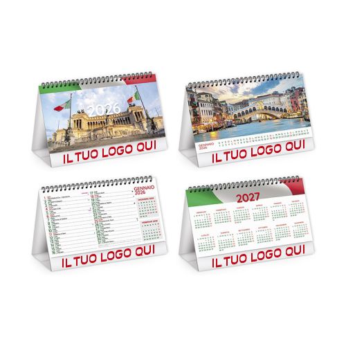 Calendarietto Illustrato da Tavolo 2026 | Spiralato – 13 Fogli Personalizzabili | CITTA' D'ITALIA