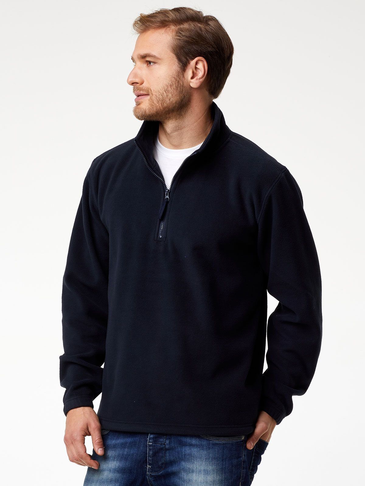 Pile Uomo a Mezza Zip Personalizzato, Capo Invernale Ideale da Lavoro