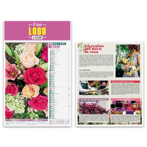 Calendario Illustrato 2026 | Testata 30×9 cm Personalizzato | FIORI