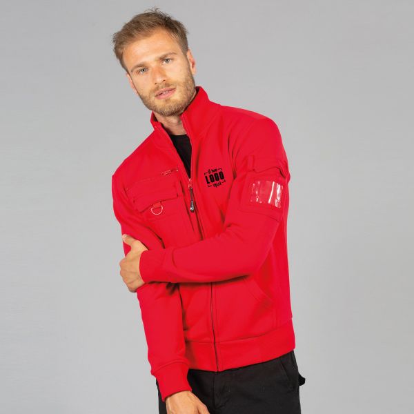 Felpa Uomo in Misto Cotone con Zip Lunga e Collo Lupetto, Multitasche e Monocolore Personalizzata Ideale come Capo da Lavoro-New Italy Man