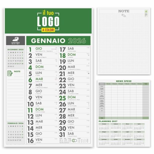 Calendario Olandese Mensile 2026 |Testatina 30x9 cm Personalizzabile| NOTES