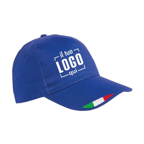Cappellino 5 Pannelli Cotone Ricamo Tricolore Visiera| Personalizzato