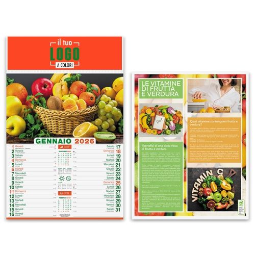 Calendario Illustrato 2026 | Testata 30×9 cm Personalizzato | FRUTTA E VERDURA
